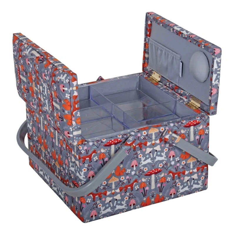 Hobby Gift Sewing Box Basket Large Twin Lid Woodland Toadstool Craft 4 Hobby Gift Sewing Box Basket Large Twin Lid Woodland Toadstool Craft - Image 2