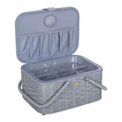 Hobby Gift Sewing Box Basket Large Wicker Basket Embroidered Knit Happens Craft -OHSEWCRAFTY hobby gift sewing box basket large wicker basket embroidered knit happens craft 1