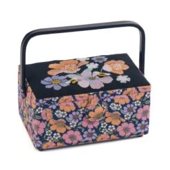 Hobby Gift Sewing Box Basket Medium Embroidered Garden Serenade Craft