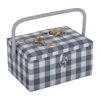 Hobby Gift Sewing Box Basket Medium Embroidered Grey Gingham Bees Craft -OHSEWCRAFTY hobby gift sewing box basket medium embroidered grey gingham bees craft