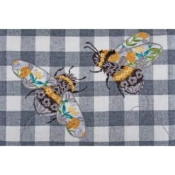 Hobby Gift Sewing Box Basket Medium Embroidered Grey Gingham Bees Craft -OHSEWCRAFTY hobby gift sewing box basket medium embroidered grey gingham bees craft 2