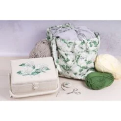 Hobby Gift Sewing Box Basket Medium Embroidered Hydrangea Craft -OHSEWCRAFTY hobby gift sewing box basket medium embroidered hydrangea craft 3