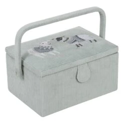 Hobby Gift Sewing Box Basket Medium Embroidered Woolly Pully Craft