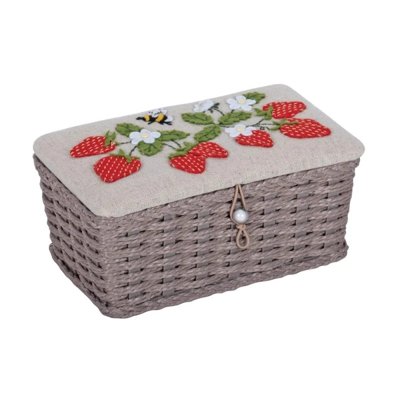 Hobby Gift Sewing Box Wicker Basket Appliqué Strawberry Greenhouse Craft 3 Hobby Gift Sewing Box Wicker Basket Appliqué Strawberry Greenhouse Craft