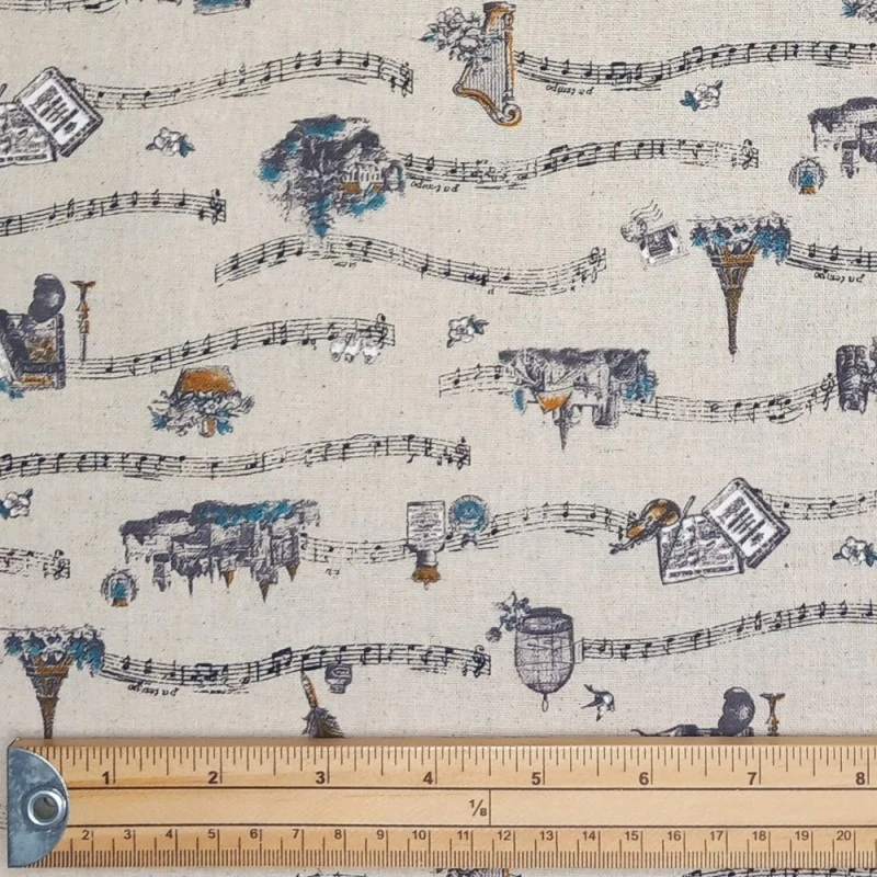 Japanese Cotton Linen Fabric Nutex Chiba Nostalgic Story Sheet Music 110cm Wide 4 Japanese Cotton Linen Fabric Nutex Chiba Nostalgic Story Sheet Music 110cm Wide - Image 2