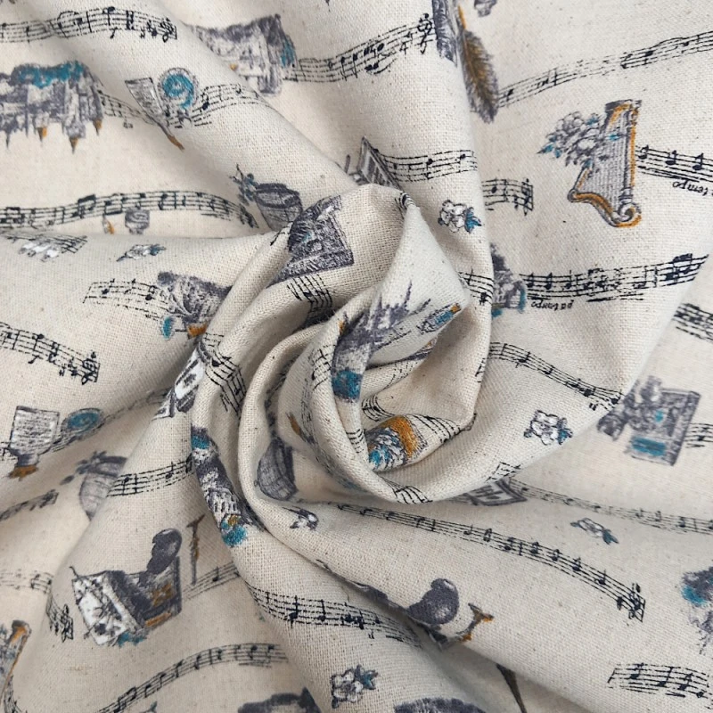 Japanese Cotton Linen Fabric Nutex Chiba Nostalgic Story Sheet Music 110cm Wide 5 Japanese Cotton Linen Fabric Nutex Chiba Nostalgic Story Sheet Music 110cm Wide - Image 3
