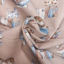 Japanese Cotton Linen Fabric Nutex Kasai Cats Kitten Books Stacked 110cm Wide -OHSEWCRAFTY japanese cotton linen fabric nutex kasai cats kitten books stacked 110cm wide 2