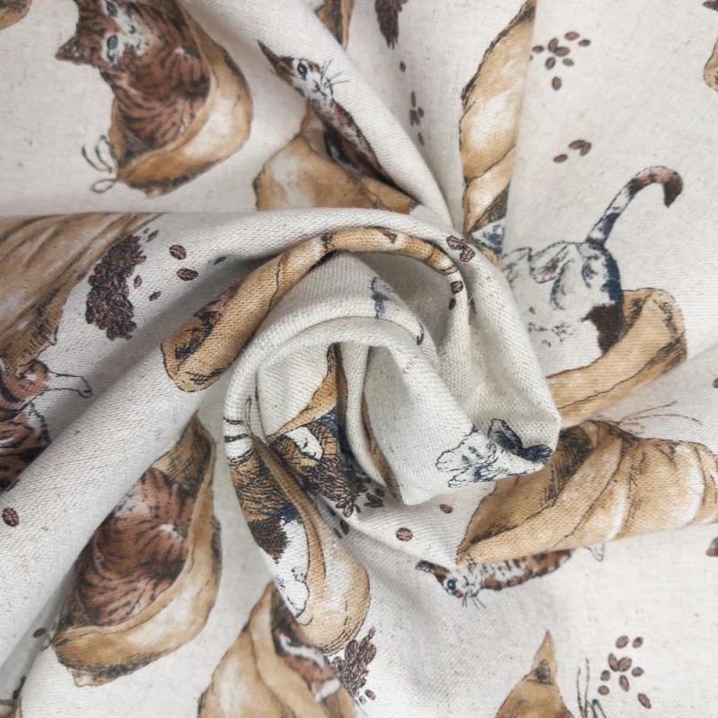 Japanese Cotton Linen Fabric Nutex Kasai Cats Kitten Coffee Bean Sack 110cm Wide 5 Japanese Cotton Linen Fabric Nutex Kasai Cats Kitten Coffee Bean Sack 110cm Wide - Image 3