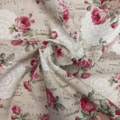Japanese Cotton Linen Fabric Nutex Koma Flowers Roses Sheet Music 110cm Wide -OHSEWCRAFTY japanese cotton linen fabric nutex koma flowers roses sheet music 110cm wide 2