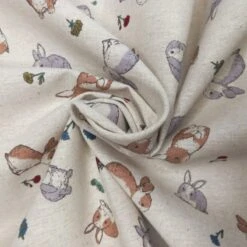 Japanese Cotton Linen Fabric Nutex Maki Bunny Rabbits Floral Flowers 110cm Wide -OHSEWCRAFTY japanese cotton linen fabric nutex maki bunny rabbits floral flowers 110cm wide 2