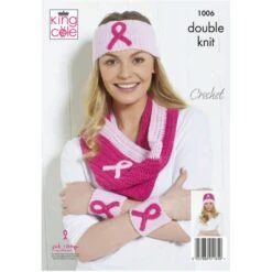 King Cole Knitting & Crochet Pattern Breast Cancer Awareness Pink Ribbon 1006