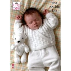 King Cole Knitting Pattern 2768 Sweater Cardigan & Teddy Knitted In King Cole DK