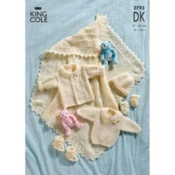 King Cole Knitting Pattern 2793 Shawl And Layette Knitted In Any King Cole DK