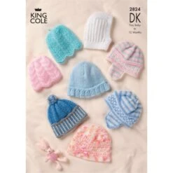 King Cole Knitting Pattern 2824 Baby Hats Knitted In Any King Cole DK