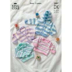 King Cole Knitting Pattern 2887 Cardigans & Sweater Knitted In Any King Cole DK