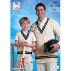 King Cole Knitting Pattern 2940 Cricket Sweaters Knitted In Merino Blend DK