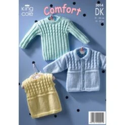 King Cole Knitting Pattern 3014 Sweater Jacket & Slipover Knitted In Comfort DK -OHSEWCRAFTY king cole knitting pattern 3014 sweater jacket slipover knitted in comfort dk 1