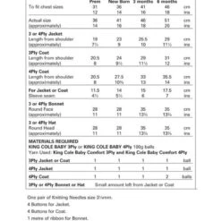 King Cole Knitting Pattern 3113 Jacket Coat & Hat Knitted In Comfort 4Ply/3Ply -OHSEWCRAFTY king cole knitting pattern 3113 jacket coat hat knitted in comfort 4ply3ply 1