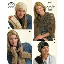 King Cole Knitting Pattern 3157 Apparel Accessories Knitted In Baby Alpaca DK
