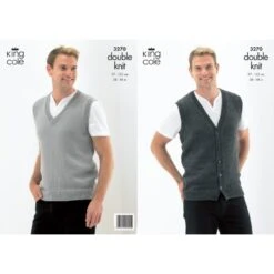 King Cole Knitting Pattern 3270 Men's Vest Slipover Waistcoat Merino Blend DK