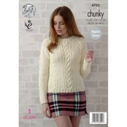 King Cole Knitting Pattern 4702 Women's Sweater Jumper In Big Value Chunky