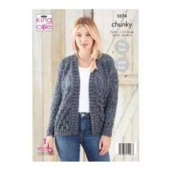 King Cole Knitting Pattern 5574 Women's Cardigan Jacket In Shadow Chunky