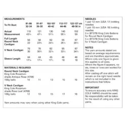 King Cole Knitting Pattern 5752 Round And V-Neck Cardigans Knitted In Rosarium