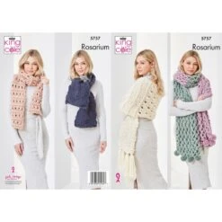 King Cole Knitting Pattern 5757 Oversized Scarves Wraps Knitted In Rosarium