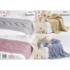 King Cole Knitting Pattern 5758 Blankets & Bed Runners Knitted In Rosarium