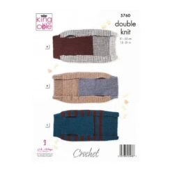 King Cole Knitting Pattern 5760 Dog Coats Crocheted In Pricewise DK