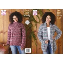 King Cole Knitting Pattern 5779 Women's Jacket & Sweater Knitted In Super Chunky