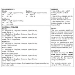 King Cole Knitting Pattern 5782 Blanket Runner & Cushion Knitted In Super Chunky