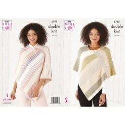 King Cole Knitting Pattern 5785 Women's Triangular Ponchos Knitted In Harvest DK