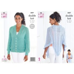 King Cole Knitting Pattern 5807 Women's Cardigan & Shawl Wrap In Glitz DK