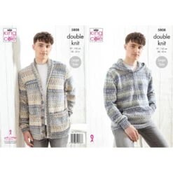 King Cole Knitting Pattern 5808 Men's Cardigan & Hoodie Sweater In Drifter DK