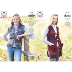 King Cole Knitting Pattern 5814 Women's Waistcoat Vests Knitted In Autumn Chunky