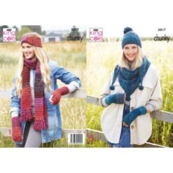 King Cole Knitting Pattern 5817 Women's Accessories Knitted In Autumn Chunky