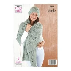 King Cole Knitting Pattern 5833 Women Hat Scarf Knitted In Subtle Drifter Chunky