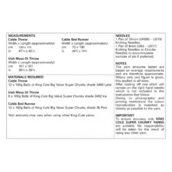 King Cole Knitting Pattern 5835 Blanket & Bed Runner In Big Value Super Chunky