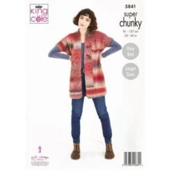 King Cole Knitting Pattern 5841 Women's Jacket Knitted In Explorer Super Chunky