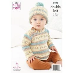 King Cole Knitting Pattern 5846 Baby Jumper Hats Knitted In Drifter Baby DK