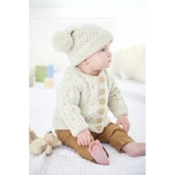 King Cole Knitting Pattern 6015 Baby Cardigans & Hat Knitted In Comfort Aran
