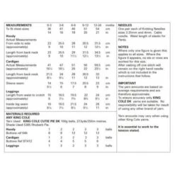 King Cole Knitting Pattern 6030 Hoody Cardigan & Leggings Knit In Cutie Pie DK -OHSEWCRAFTY king cole knitting pattern 6030 hoody cardigan leggings knit in cutie pie dk 2