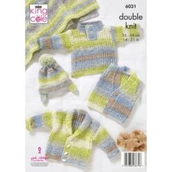 King Cole Knitting Pattern 6031 Gilet Sweater Hat & Blanket Knit In Cutie Pie DK -OHSEWCRAFTY king cole knitting pattern 6031 gilet sweater hat blanket knit in cutie pie dk 1