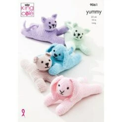 King Cole Knitting Pattern 9061 Assorted Cuddly Toys Stuffed Animals In Yummy