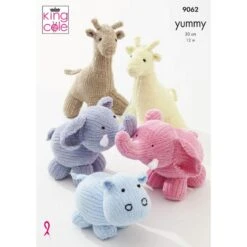 King Cole Knitting Pattern 9062 Cuddly Toys Zoo Animals Stuffed Safari In Yummy