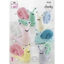 King Cole Knitting Pattern 9154 Snail Family Cuddly Toys In Comfort Chunky
