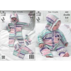 King Cole Knitting Pattern All-in-One Jacket Socks Knitted With Cherish DK 4009