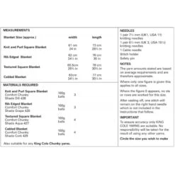 King Cole Knitting Pattern Babies Blanket Knitted In Comfort Chunky 3393