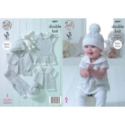 King Cole Knitting Pattern Baby Set Knitted In King Cole Cherish Dash DK 4897